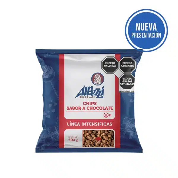 Chips sabor a chocolate lácteo Alpezzi 500 gr
